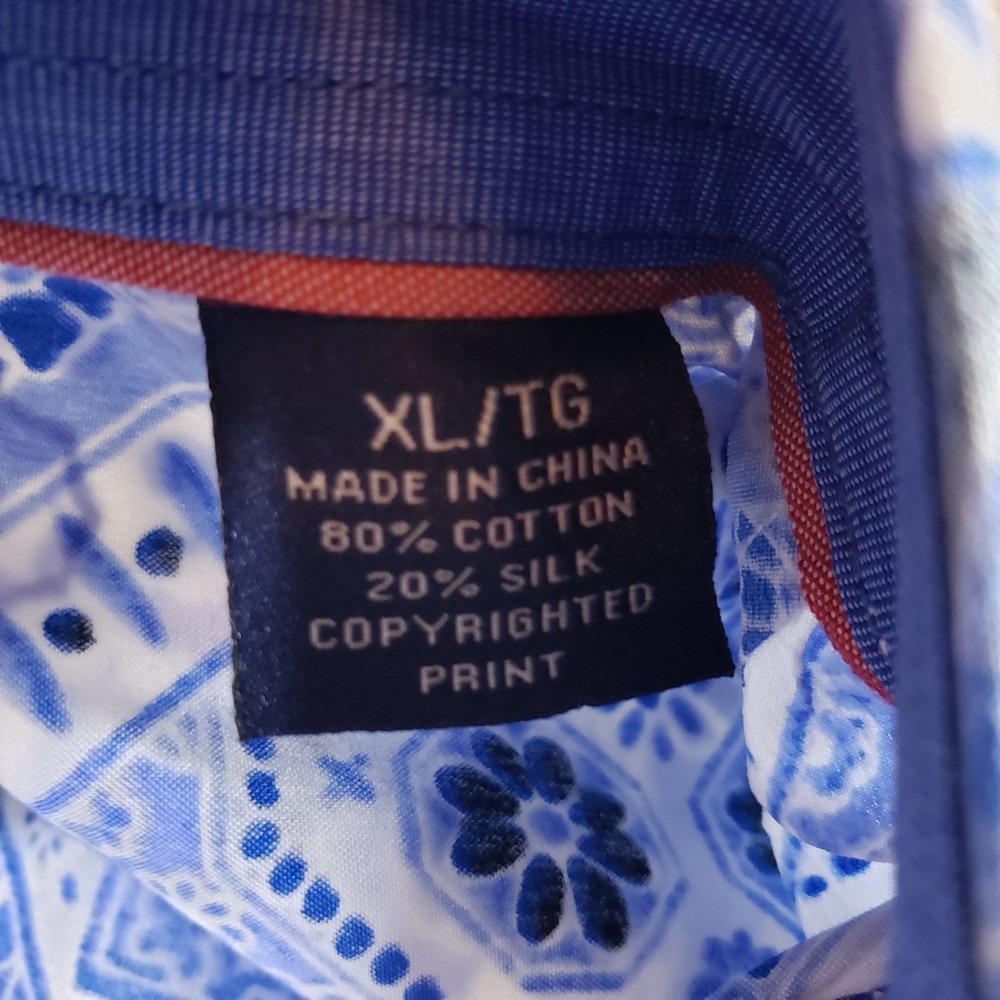 Tommy Bahama Shirt XL Blue Mediterranean Mykonos Reverse Print Flip Silk Summer - Picture 10 of 14